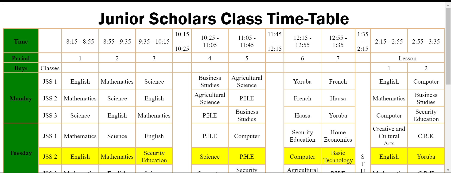 Junior-Secondary-School-TimeTable